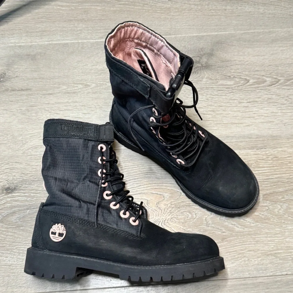 Timberland A1UKD Boys‎ 4.5 Black Pink Ripstop Nylon 6 Inch Waterproof Boots